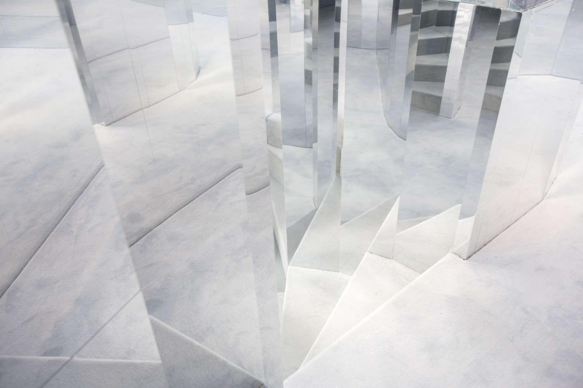 Es Devlin's Mirror Maze installation - mirrored staircase 